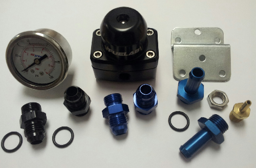 Fuelab Mini Lightweight 3 Port Regulator With Subaru Impreza Fitting Kit, & Fuel Pressure Gauge